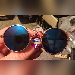 Labubu Round Blue Lens Sunglasses with Gold Frame -  Accessories